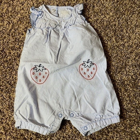 child of mine Other - 🐶🐶Child of Mine 3-6 months blue and red strawberry romper🐶🐶
